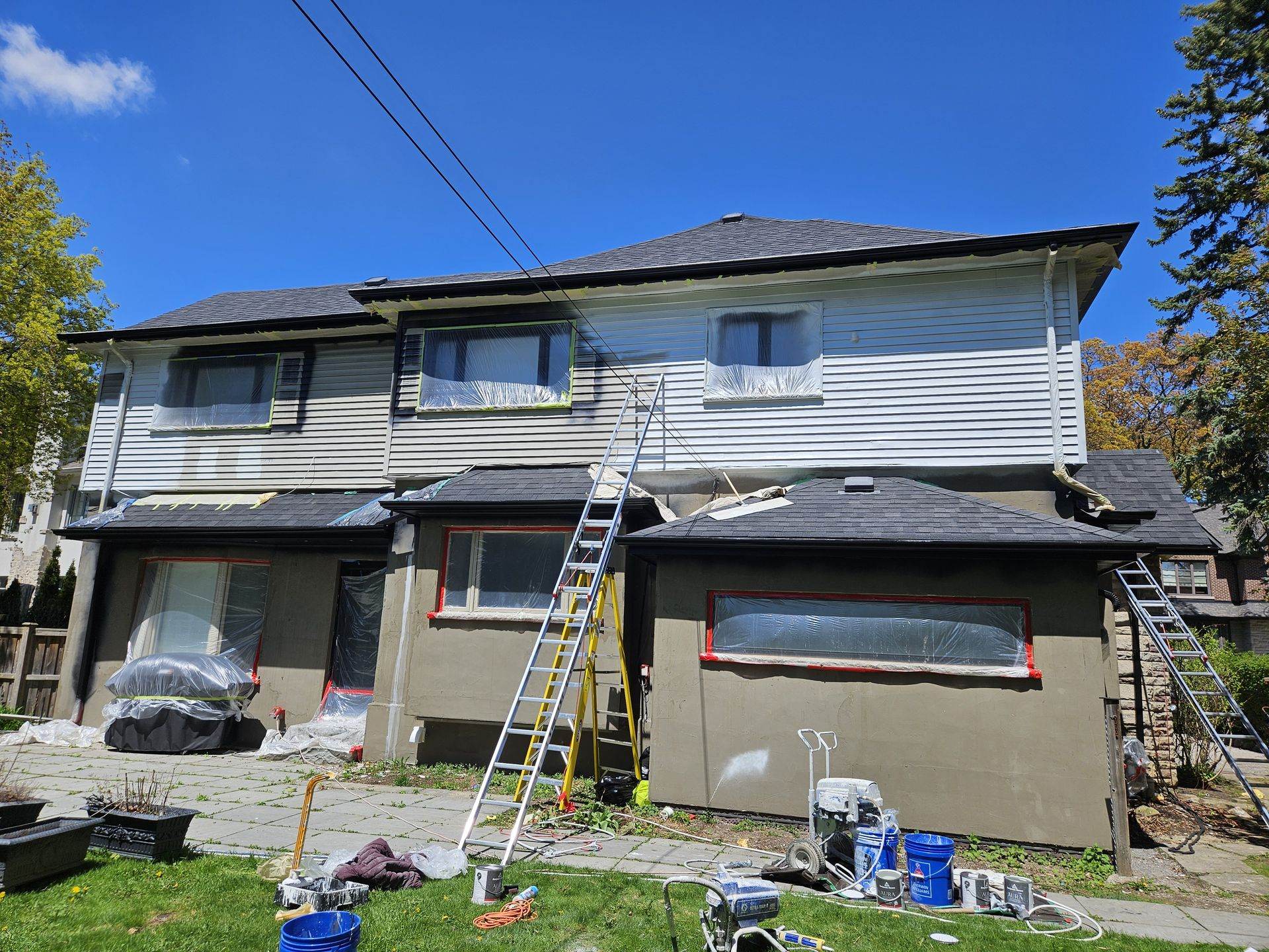 Exterior house painting prep — SGH Painting GTA project