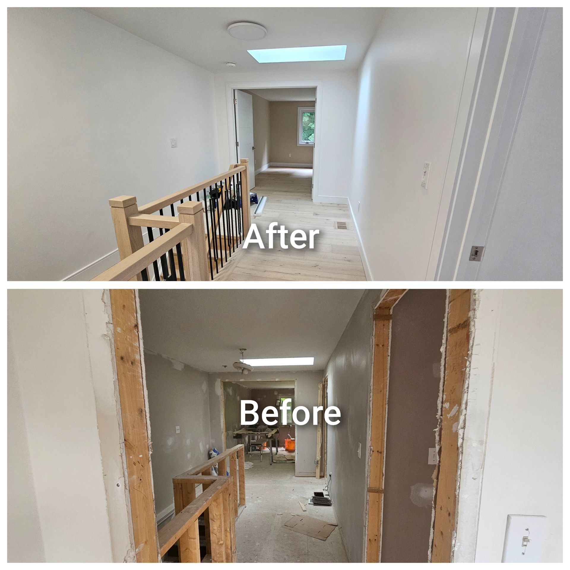 Interior hallway renovation before and after — SGH Painting GTA transformation